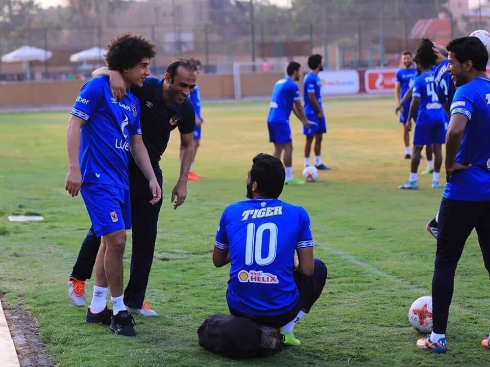 حسين السيد شارك في مران الأهلي أمس الأثنين