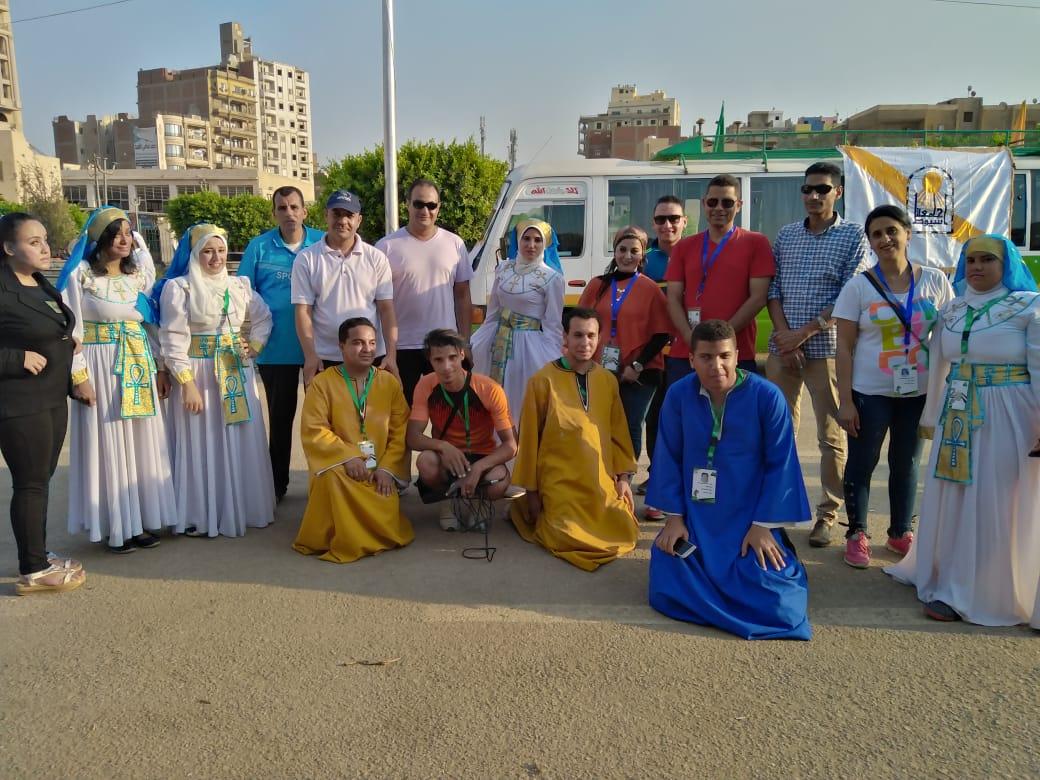 الزي الفرعوني لطالبات جامعة المنيا يخطف الأنظار بكرنفال أسبوع شباب الجامعات الثاني لمتحدي الإعاقة بجامعة المنوفية