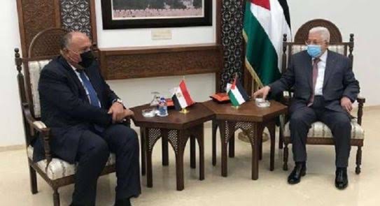 شكري يلتقي الرئيس الفلسطيني لدعم وقف إطلاق النار وإعمار غزة
