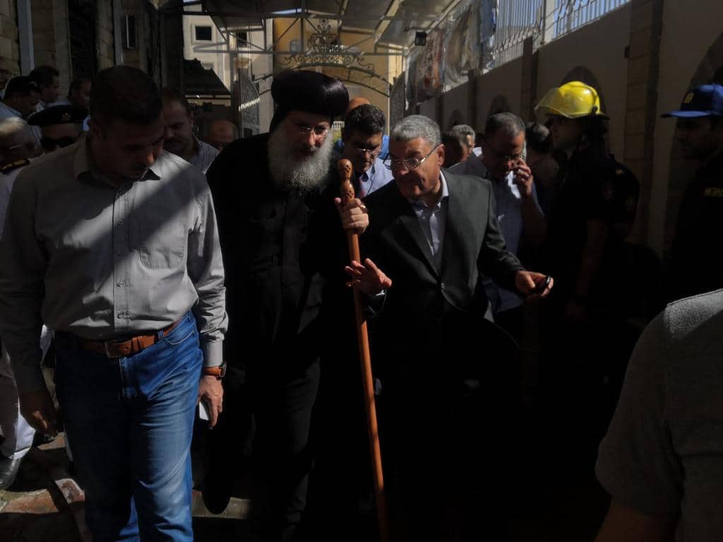  محافظ  المنيا يتفقد موقع حريق كنيسة الأنبا بيشوي بالمنيا الجديدة  