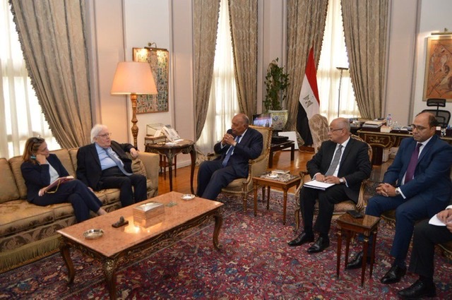 وزير الخارجية يبحث مع جريفيث الأوضاع الإنسانية المتردية في قطاع غزة.