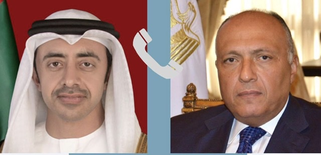 شكري ونظيره الإماراتي يتفقان على بذل الجهود لوقف التصعيد  بين الجانبين الفلسطيني والإسرائيلي