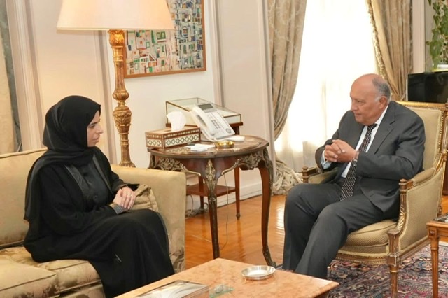 شكري ووزيرة التعاون الدولي لقطر يؤكدان حتمية تحقيق الوقف الفوري غير المشروط لإطلاق النار في غزة