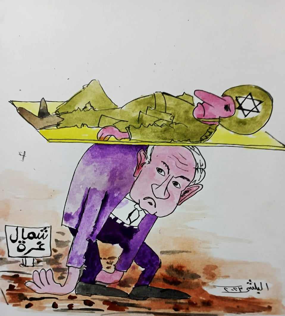 كاريكاتير الفنان سامي البلشي: شمال غزة