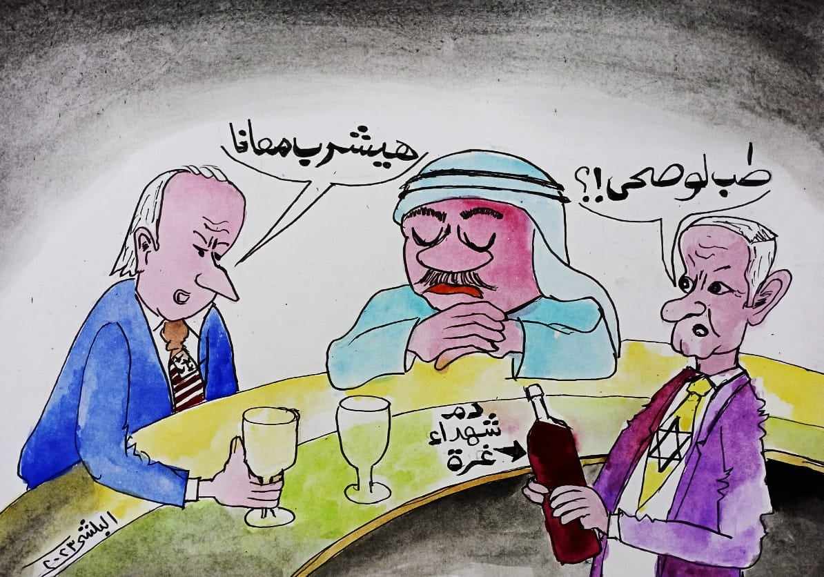 كاريكاتير الفنان سامي البلشي: دم شهداء غزة