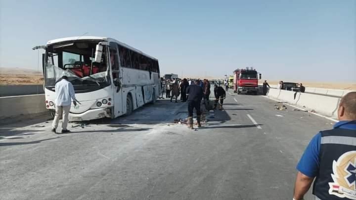 إصابة 39 سودانيا في حادث انقلاب أتوبيس على الصحراوى الشرقى ببنى سويف

