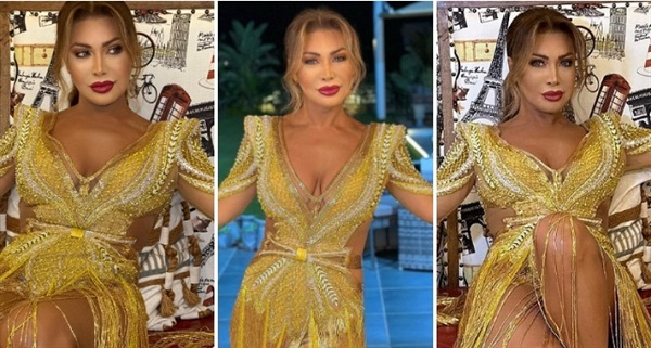نوال الزغبي بفستان ذهبي في حفلها بالساحل الشمالي