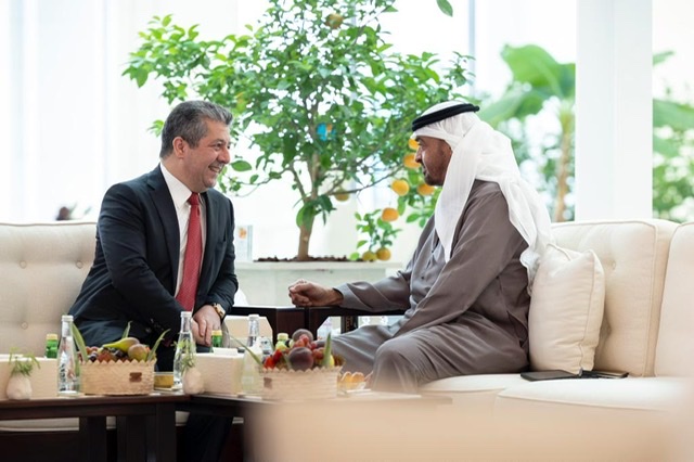 رئيس حكومة إقليم كردستان يجتمع مع بن زايد بالإمارات