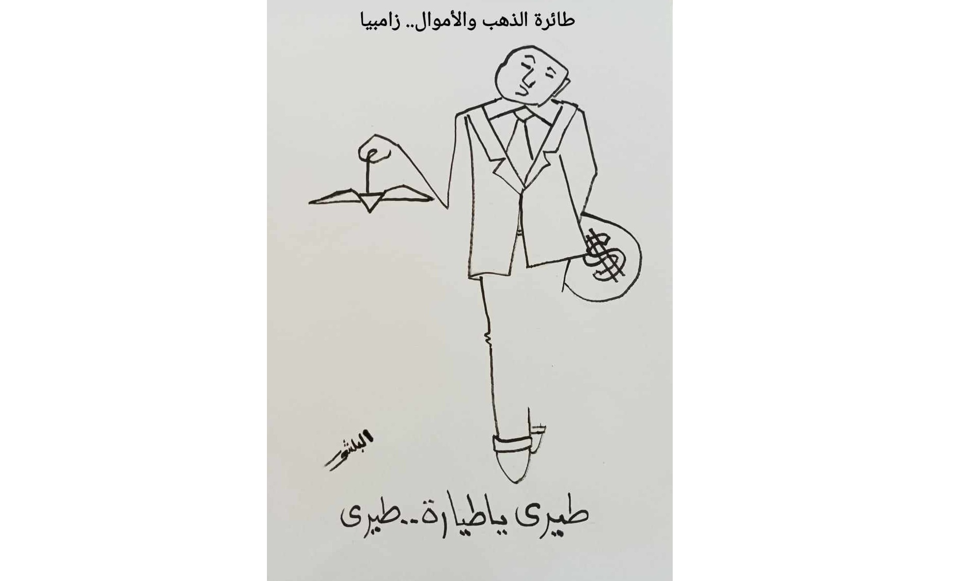 كاريكاتير د. سامي البلشي : طائرة زامبيا