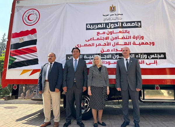 إطلاق قافلة الإغاثة إلى الشعب السوداني من مجلس وزراء الشؤون الاجتماعية العرب