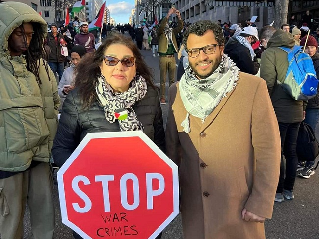 صور | جميلة إسماعيل تشارك في مسيرة بواشنطن لدعم غزة