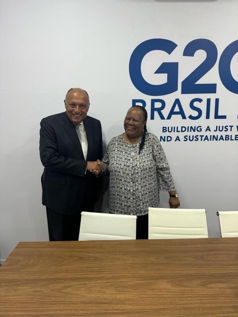 شكري  يلتقي وزيرة خارجية جنوب افريقيا على هامش اجتماع وزراء خارجية دول مجموعة العشرين