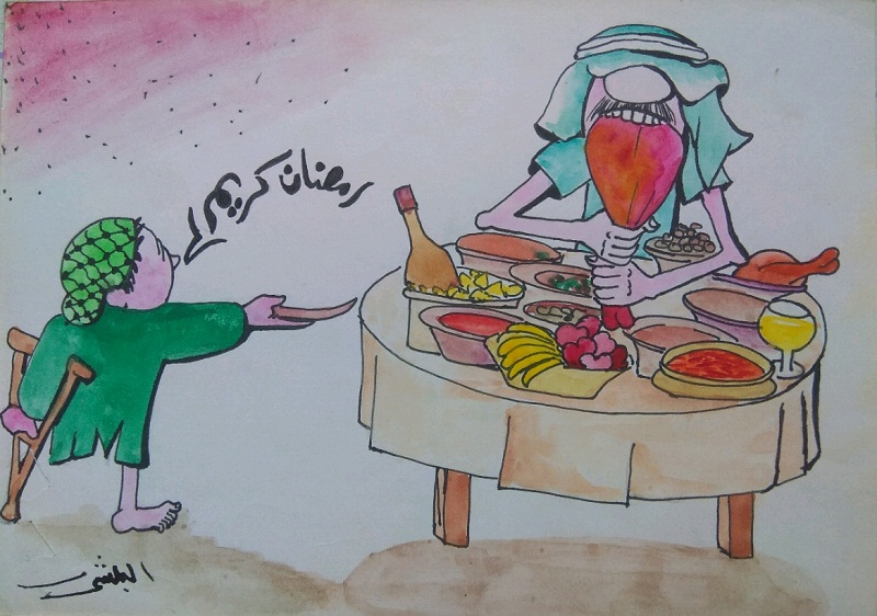 كاريكاتير الفنان سامي البلشي: تجويع الشعب الفلسطيني