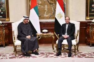 الرئيس السيسي يعرب عن سعادته باستقبال الشيخ محمد بن زايد لبحث تعزيز العلاقات الثنائية