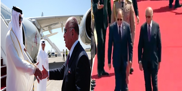 يدا بيد نحو مستقبل عربي موحد.. السيسي وتميم في بغداد لحضور القمة العربية 

