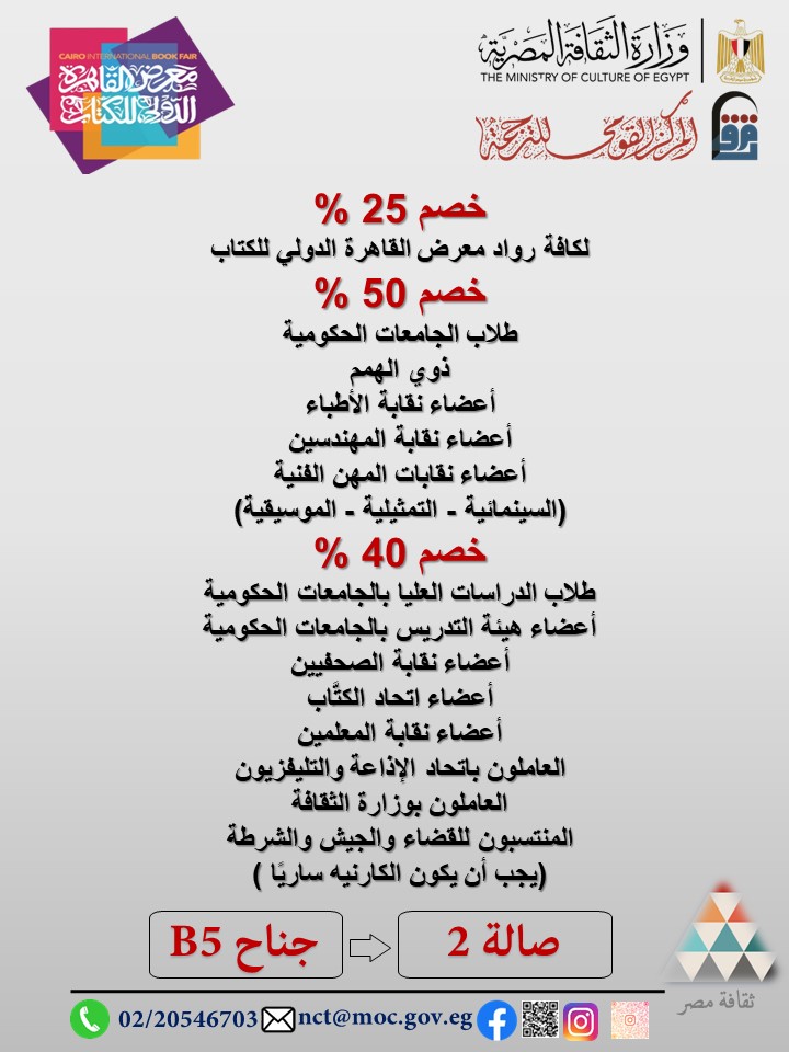 500 عنوان تفتح نوافذ العالم.. القومي للترجمة يشارك في معرض القاهرة الدولي للكتاب بخصم 25 بالمئة