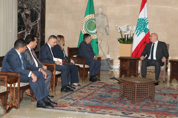 نبيل فهمي يبحث مع الرئيس اللبناني تطورات الأوضاع  بالبلاد وسبل تعزيز التعاون العربي المشترك