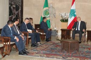 نبيل فهمي يبحث مع الرئيس اللبناني تطورات الأوضاع  بالبلاد وسبل تعزيز التعاون العربي المشترك