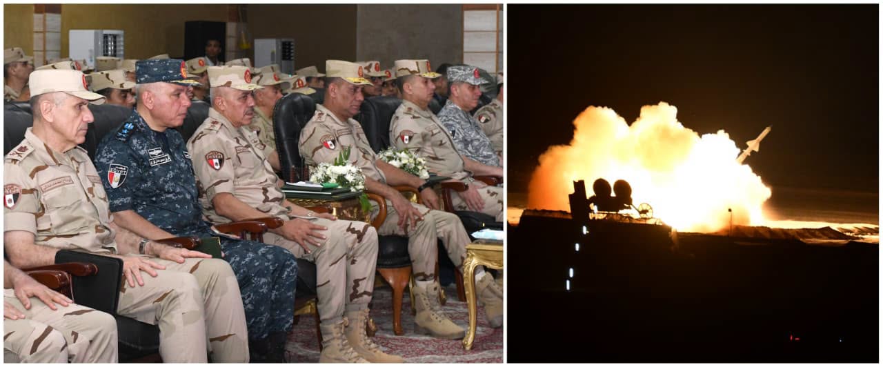 وزير الدفاع يشهد المرحلة النهائية من الرماية الصاروخية الليلية لقوات الدفاع الجوي