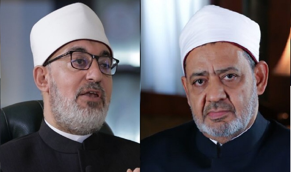 شيخ الأزهر يطمئن على صحة مفتي الجمهورية هاتفيًا ويدعو له بتمام الصحة والعافية
