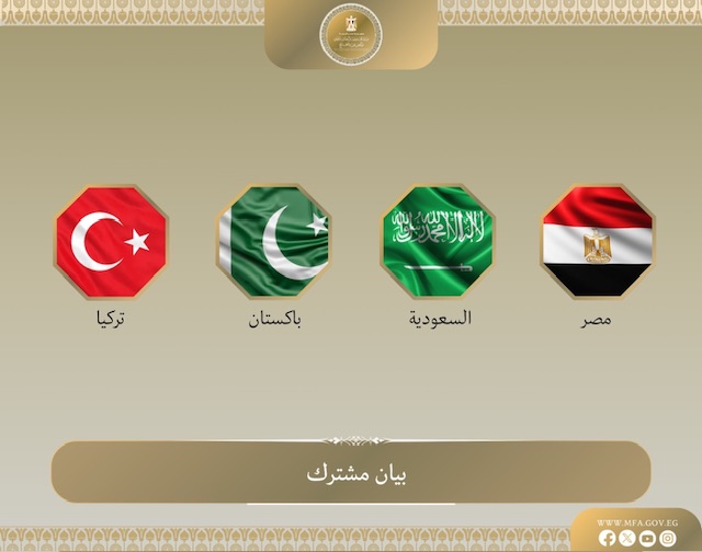 بيان مشترك بشأن الاجتماع الرباعي لوزراء خارجية مصر والسعودية وباكستان وتركيا