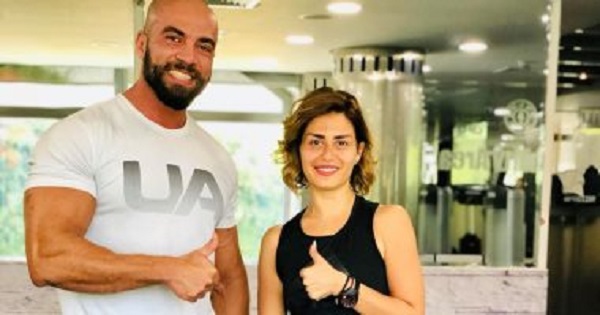  منة فضالى في الجيم برفقة محمد أبو النجا 