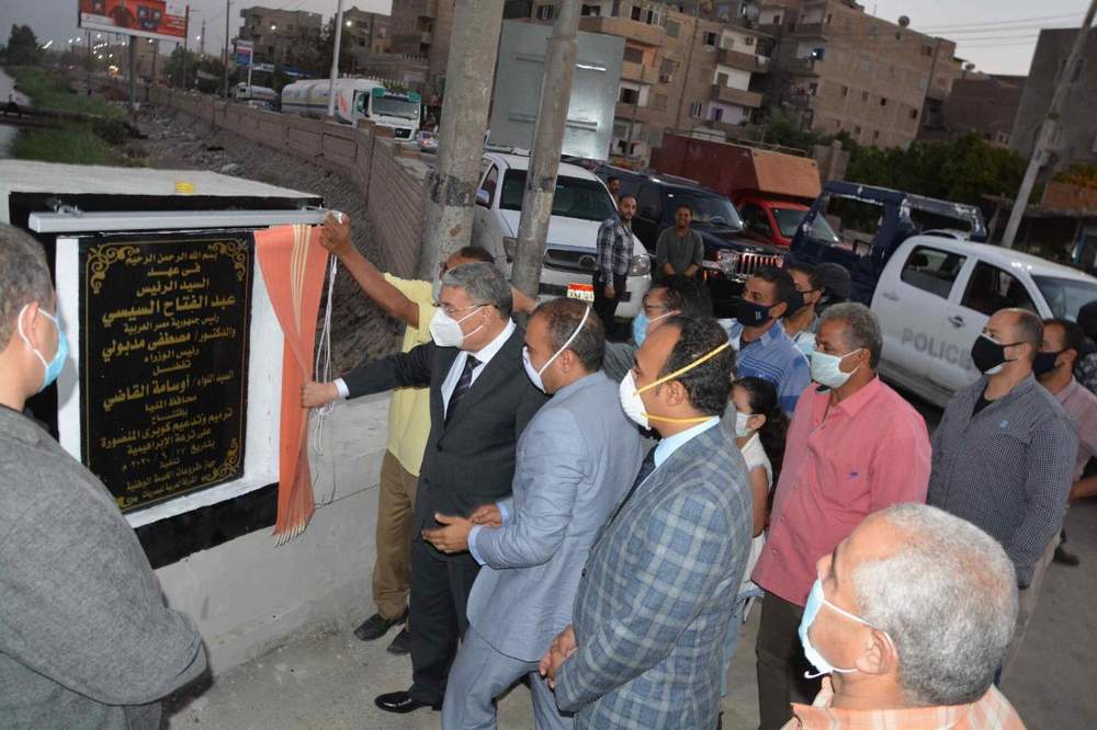 محافظ المنيا يفتتح كوبري المنصورة القديم وميدان المحطة بعد تطويرهما 