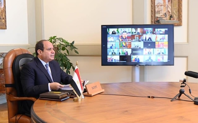 السيسي  يشارك عبر فيديو الكونفرانس  فى اجتماع هيئة مكتب قمة الاتحاد الأفريقي