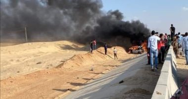 مصرع 3 أشخاص فى تفحم سيارة ملاكى بطريق 