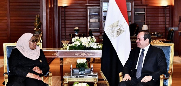 السيسي ورئيسة تنزانيا يبحثان تطورات الأوضاع في القارة الأفريقية بشرم الشيخ