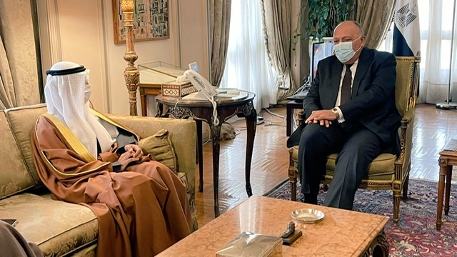 شكري يستقبل الأمين العام لمجلس التعاون لدول الخليج العربية 
