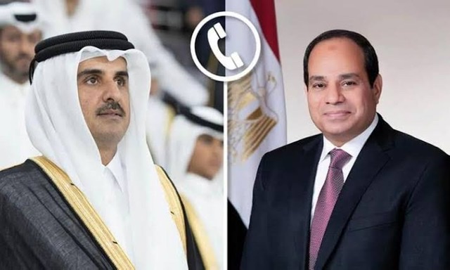 السيسي وأمير قطر يؤكدان ضرورة الدفع بقوة  لتحقيق السلام العادل في القضية الفلسطينية