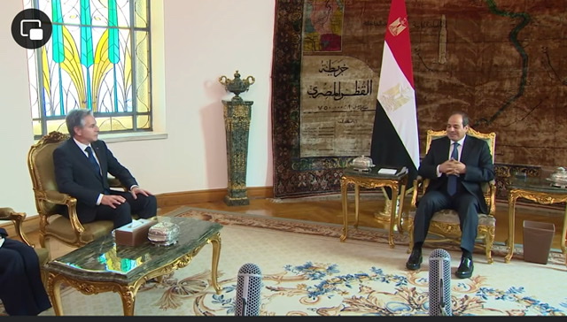 السيسي لـ وزير الخارجية الأمريكي: رد الفعل الإسرائيلي تجاوز مبدأ حق الدفاع عن النفس