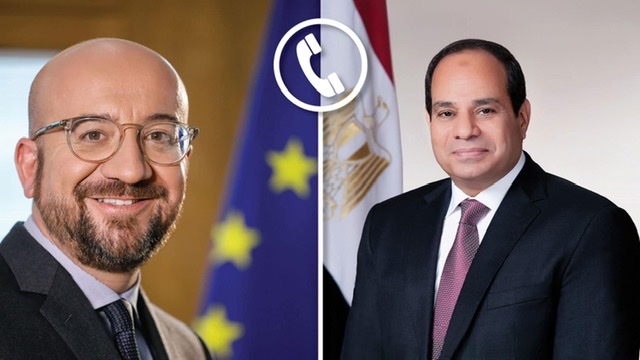 السيسي يبحث مع رئيس المجلس الأوروبي إنهاء حالة العنف والتوتر المتصاعد في فلسطين