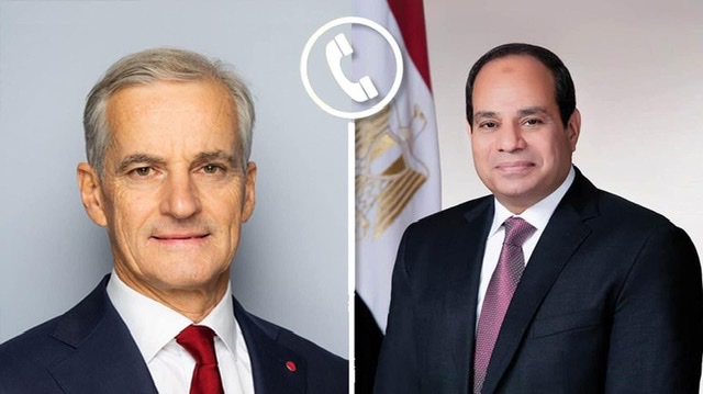 السيسي و رئيس وزراء النرويج. يتفقان  على ضرورة إيصال وتوفير المساعدات الإغاثية إلى قطاع غزة 