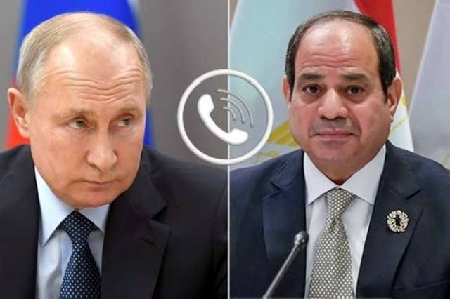السيسي وبوتين يتفقان على تكثيف الجهود الدولية تجاه الوقف الفوري لإطلاق النار بقطاع غزة