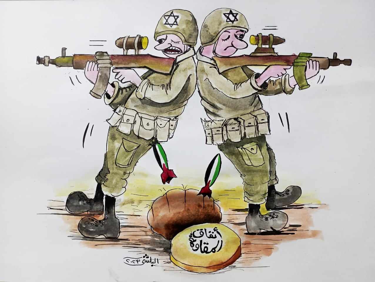 كاريكاتير الفنان سامي البلشي : أنفاق المقاومة