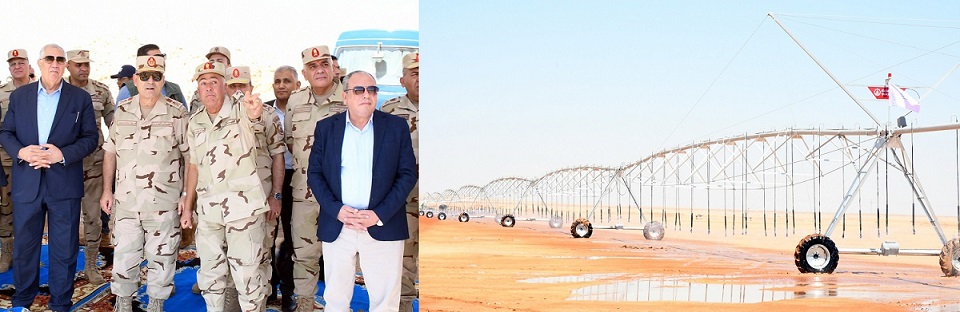 القوات المسلحة تنفذ مشروع إطلاق المياه بالترعة المغذية لمشروع شرق الريف المصري بمنطقة توشكي
