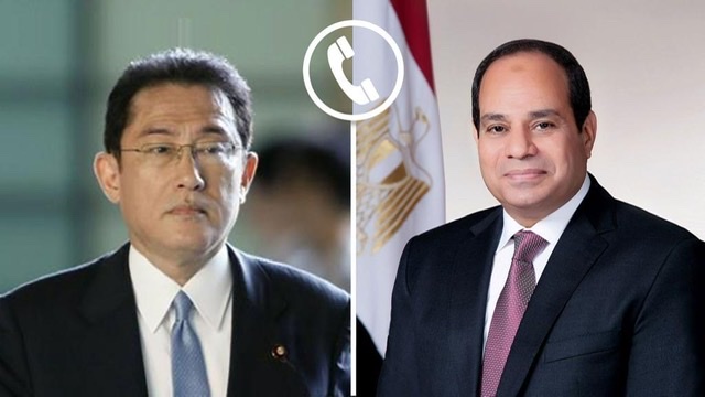 السيسي ورئيس وزراء اليابان  يبحثان هاتفيًا تطورات الأوضاع الإقليمية وفي الأراضي الفلسطينية