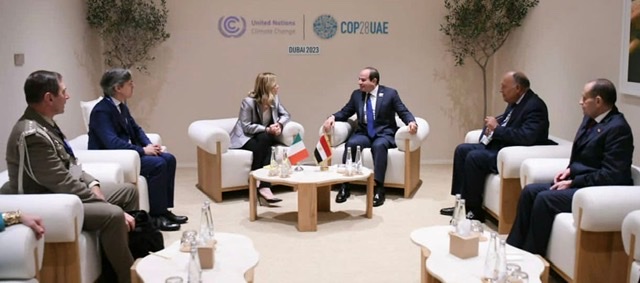 السيسي وميلوني يؤكدان حرصهما لتعزيز التعاون الاستراتيجي بين مصر وإيطاليا