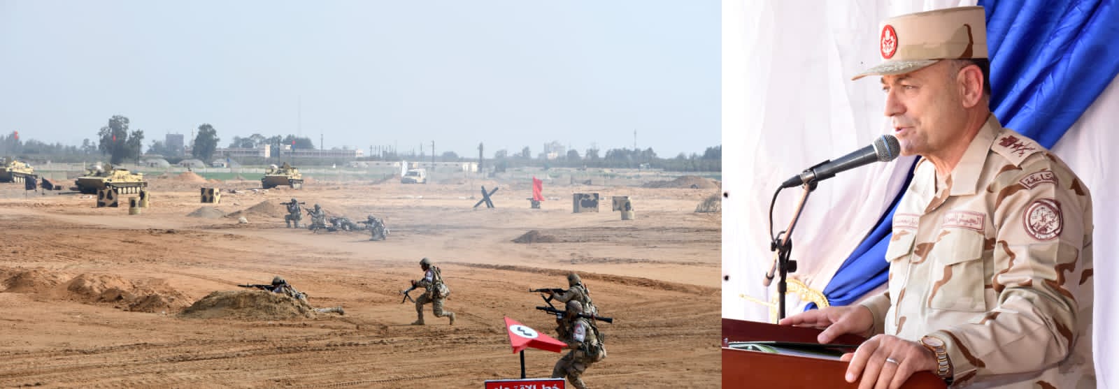 رئيس الأركان يشهد بياناً عملياً للتكتيكات الصغرى والمهارة فى الميدان لإحدى تشكيلات الجيش الثانى الميدانى