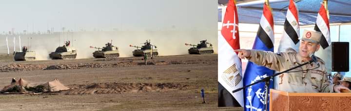 رئيس الأركان يشهد بياناً عملياً للتكتيكات الصغرى والمهارة فى الميدان لإحدى تشكيلات المنطقة الشمالية العسكرية