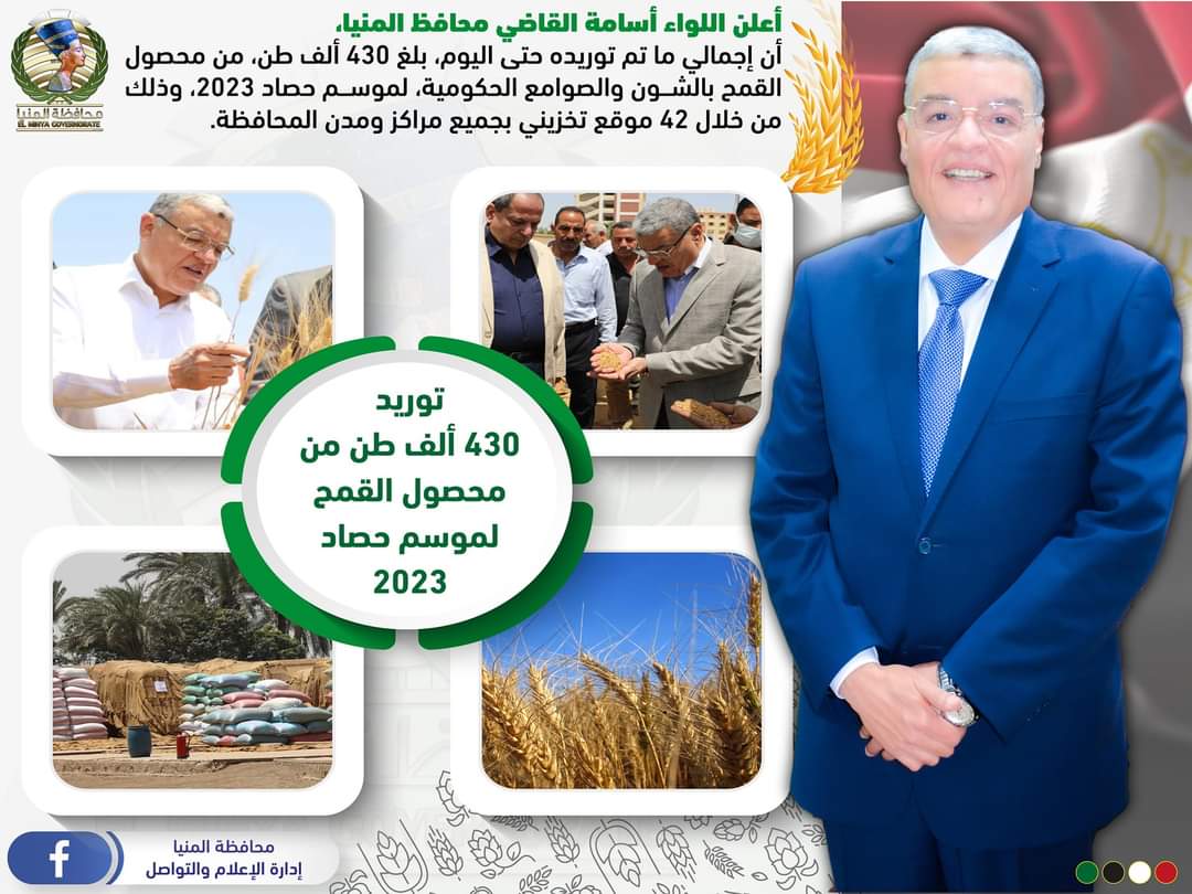 توريد 430 ألف طن من محصول القمح بجميع مراكز المحافظة