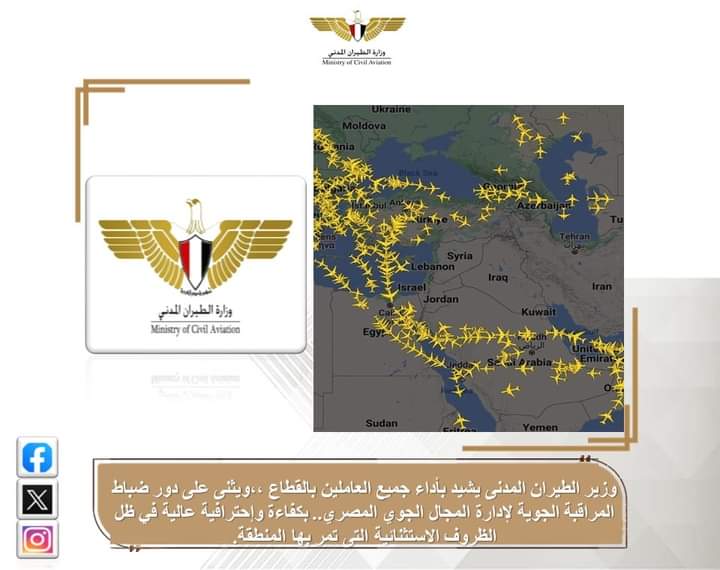 وزير الطيران يشيد بأداء العاملين ودور ضباط المراقبة الجوية في إدارة المجال الجوي باحترافية عالية