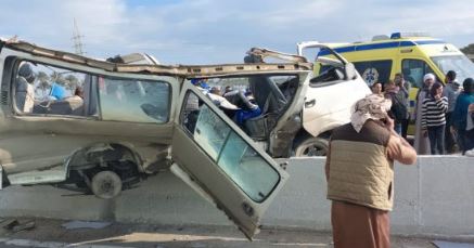 وفاة 8 أشخاص واصابة 3 اخرين فى حادث تصادم بالطريق الإقليمي في الشرقية

