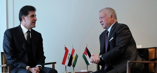 نيجيرفان بارزاني وملك الأردن يناقشان القضية الفلسطينية وأمن المنطقة