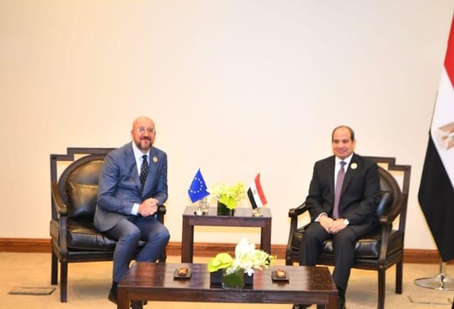 السيسي ورئيس المجلس الأوروبي يؤكدان أهمية تضافر الجهود للتوصل لوقف إطلاق النار بقطاع غزة