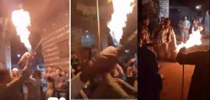 فيديو متداول للاحتفال بأنبوبة بوتجاز مشتعلة في أحد الأفراح