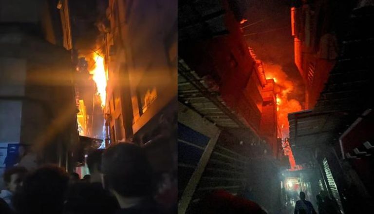 5 وفيات و13 مصابا فى حريق فى سوق بالمنصورة بمحافظة الدقهلية

