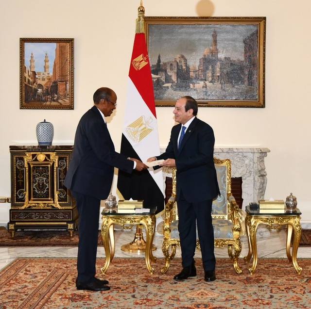 السيسي يتسلم رسالة من الرئيس الجيبوتي ويؤكد تعزيز العلاقات الثنائية بين البلدين
